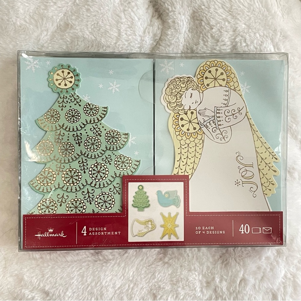 Set of 40 Hallmark Christmas Cards with Envelopes Angel Tree Star Dove